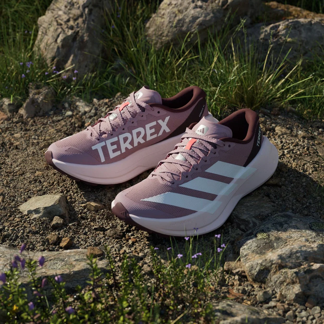 Adidas Terrex Womens Agravic SL Trainer Magic Mauve / Footwear White / Maroon - Image 2