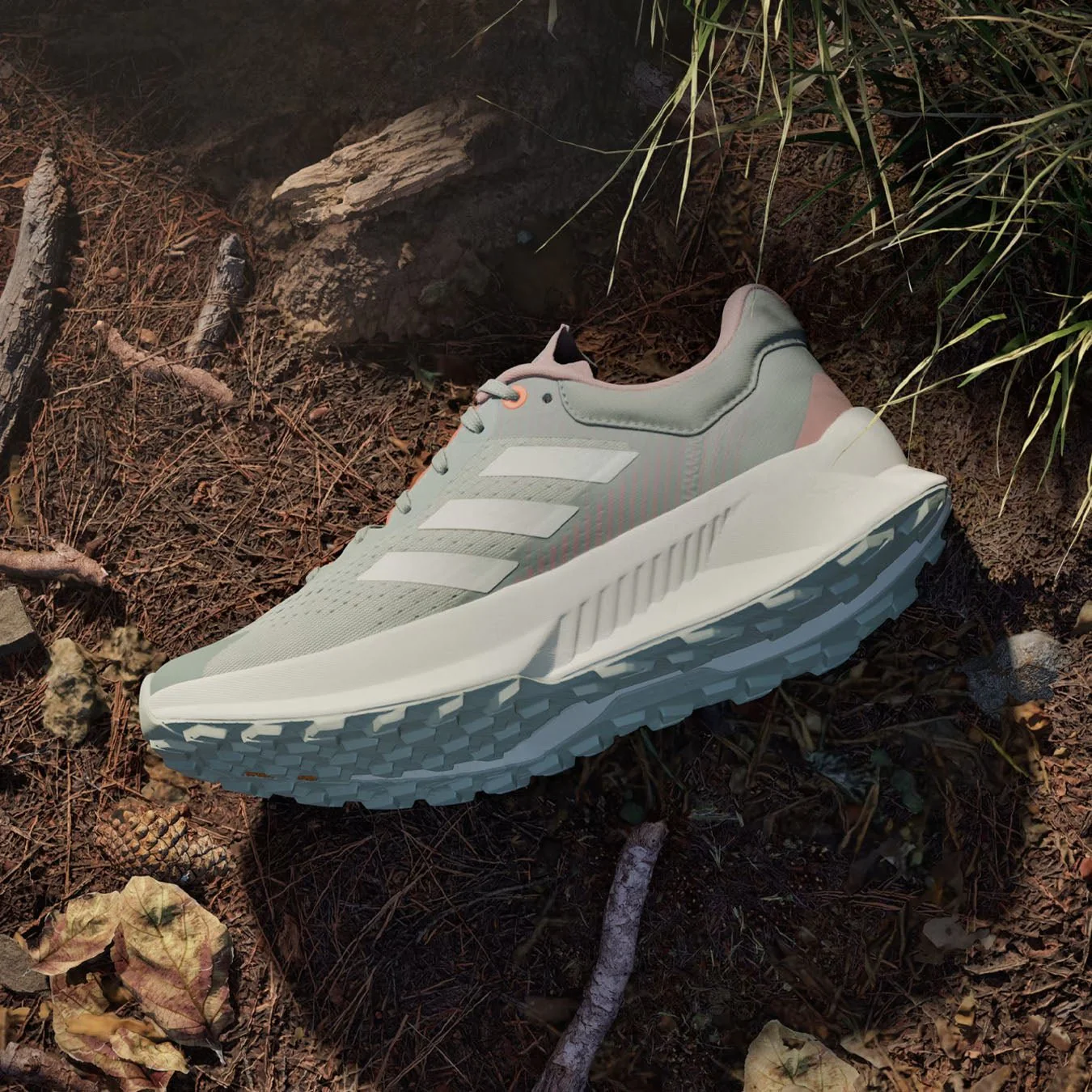 Adidas Terrex Womens Soulstride Flow Trail Running Shoe Linen Green / Off White / Silver Green - Image 4