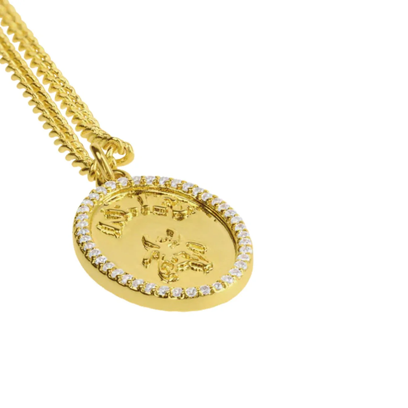 Aries Chain Necklace With Fly Paved Pendants Gold - Image 2