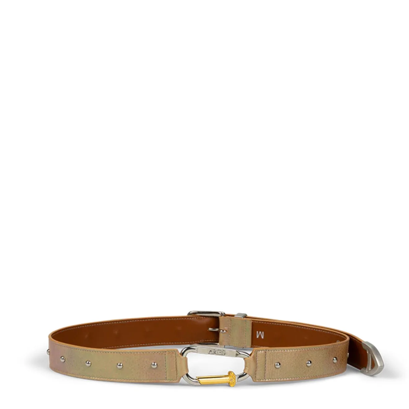 Aries Pearl Leather Studded Mazzo Belt Pearl - Image 2