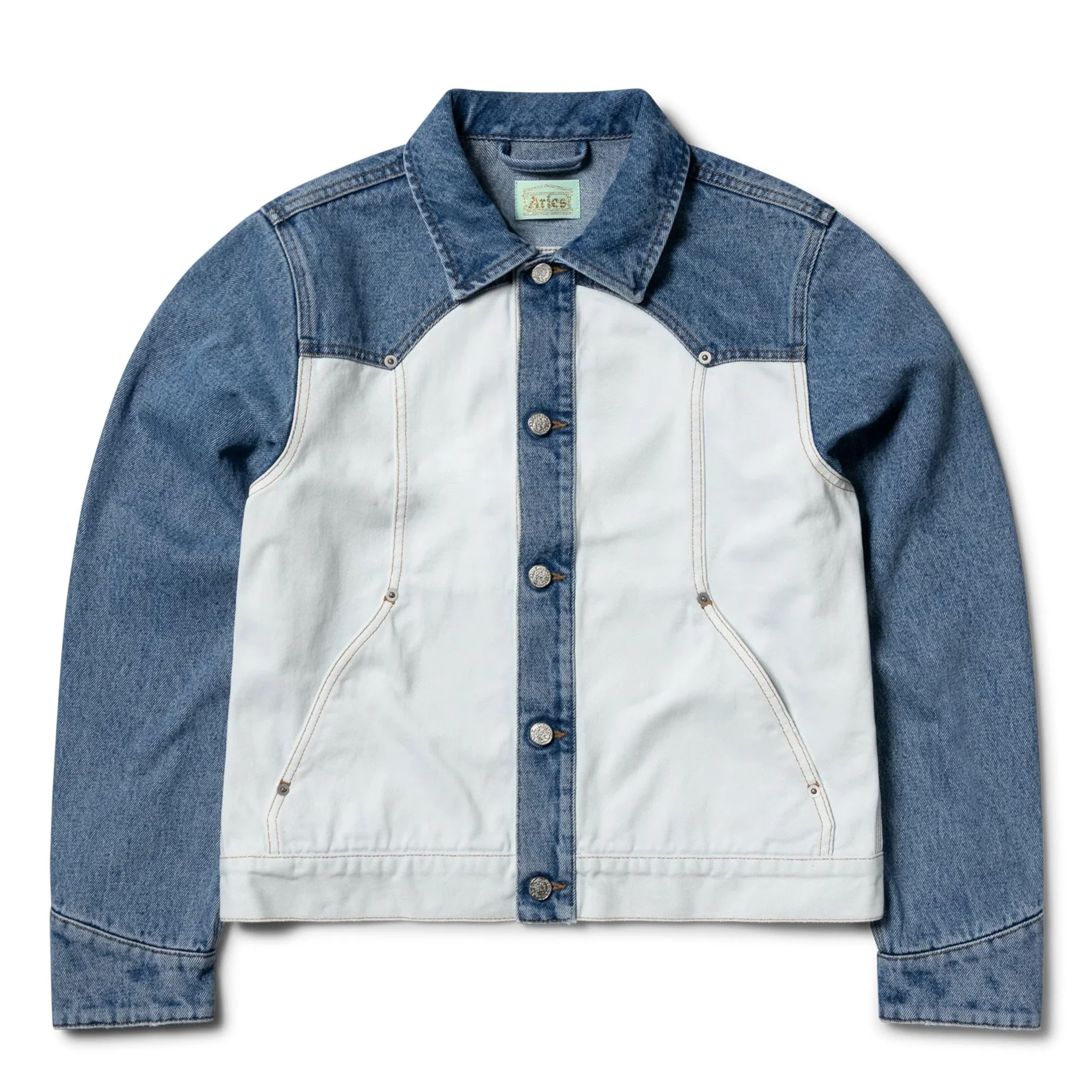 Aries Womens Patchwork Western Carpenter Jacket Blue / White