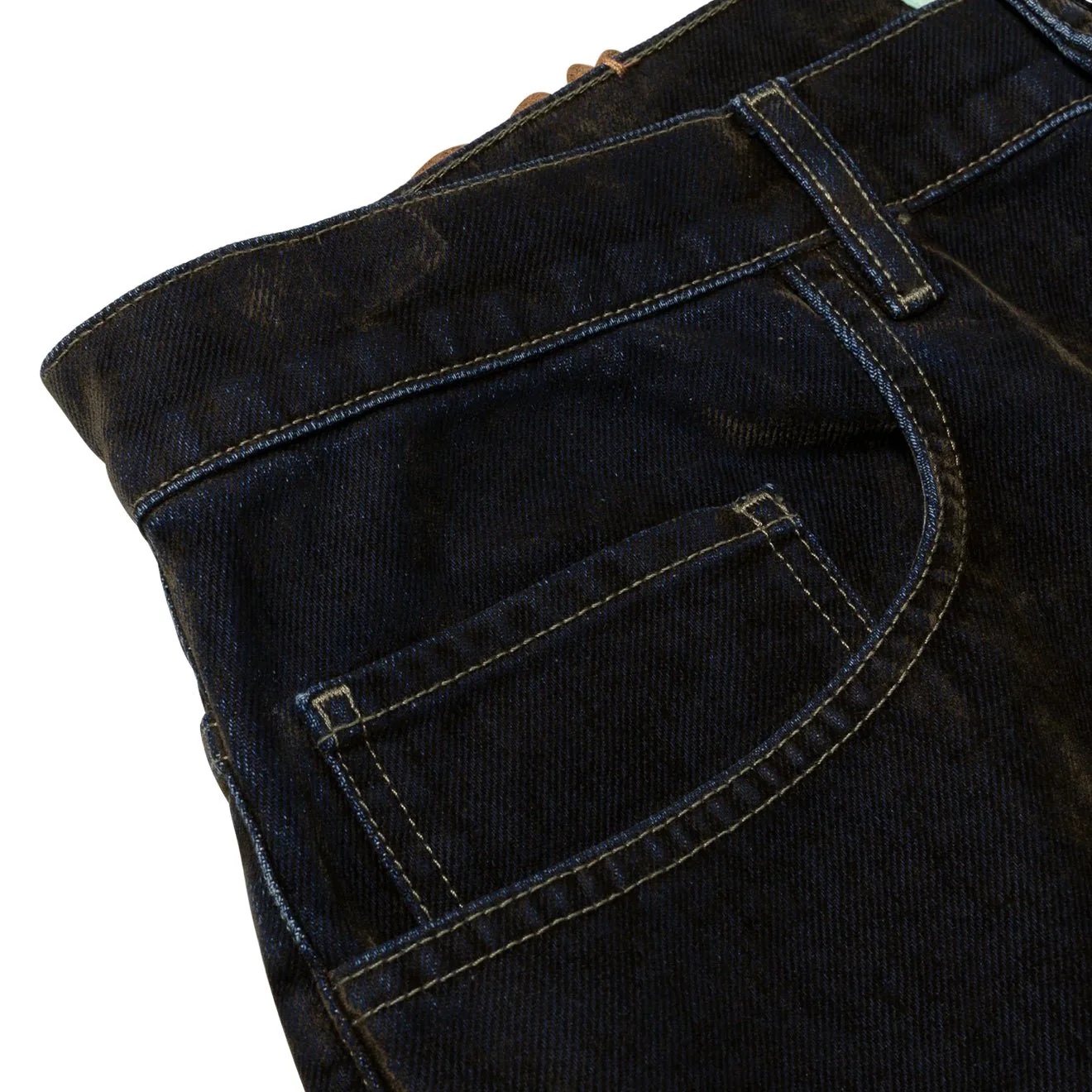 Aries Worn Flock Batten Jean Green - Image 3