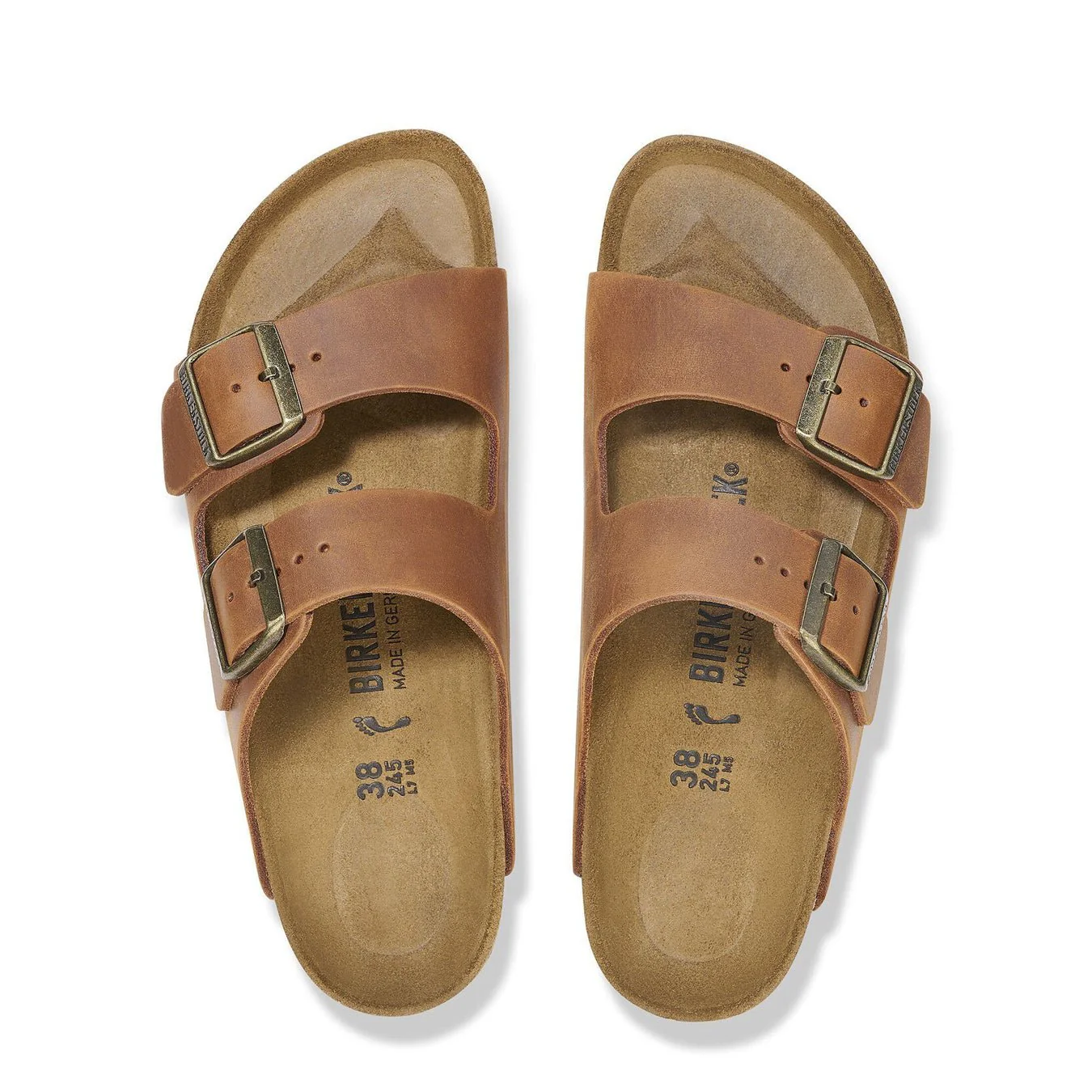 Birkenstock Womens Arizona Oiled Leather Narrow Sandal Cognac - Image 3