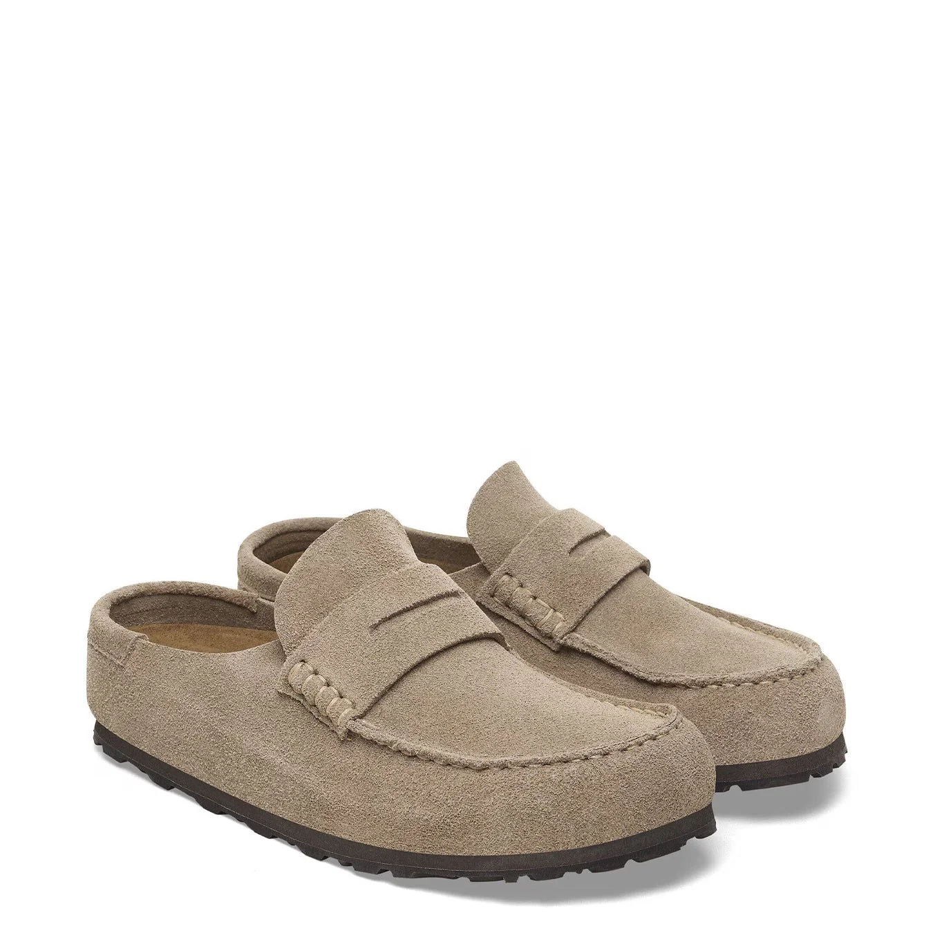 Birkenstock Womens Naples Wrapped Suede Leather Shoe Narrow Fit Taupe - Image 2