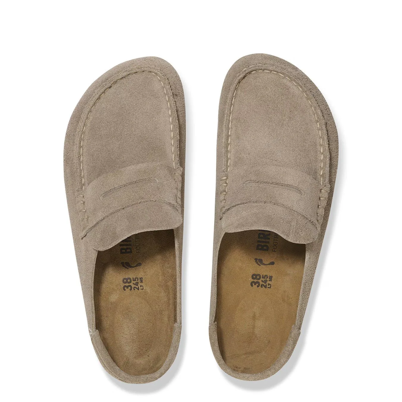 Birkenstock Womens Naples Wrapped Suede Leather Shoe Narrow Fit Taupe - Image 3
