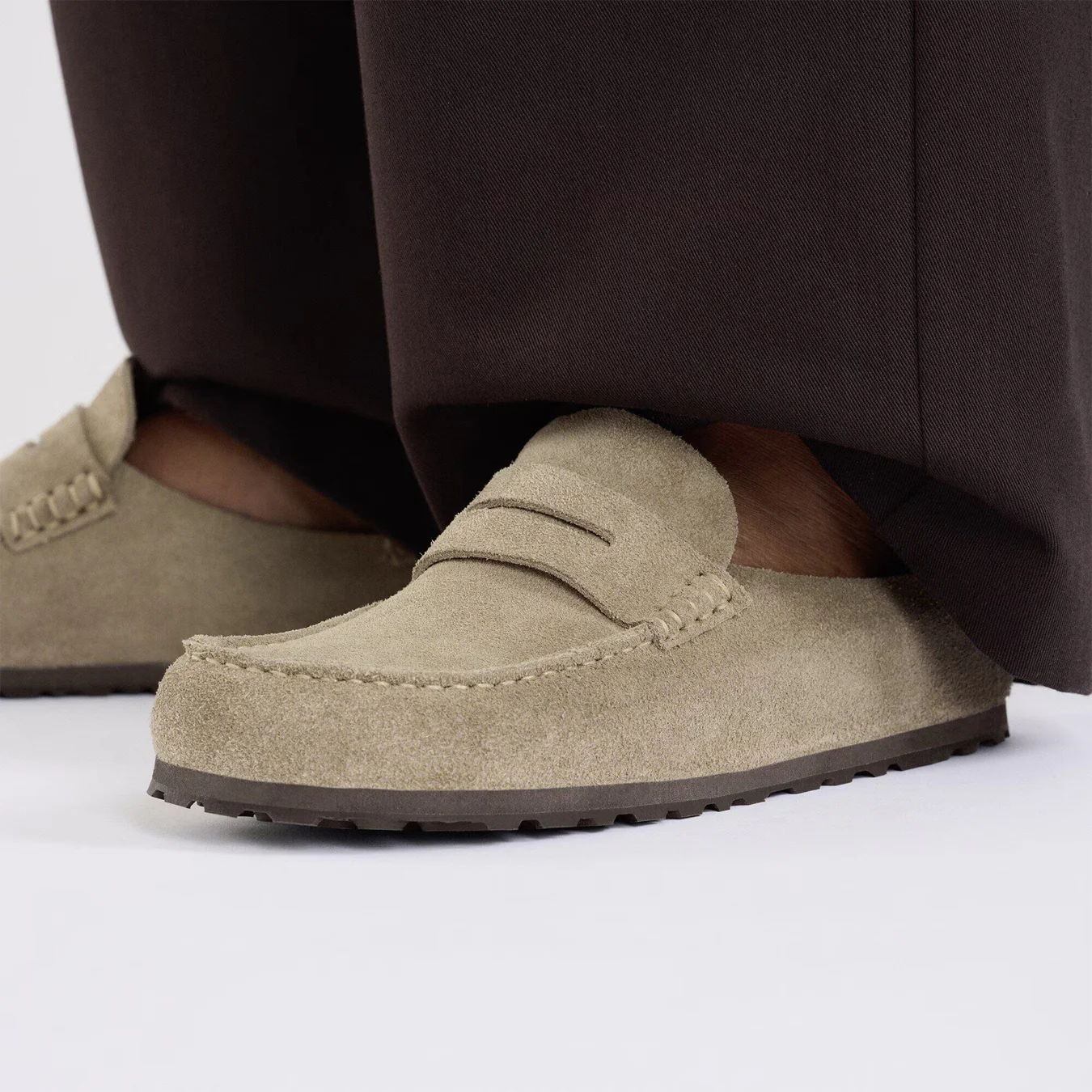 Birkenstock Womens Naples Wrapped Suede Leather Shoe Narrow Fit Taupe - Image 7