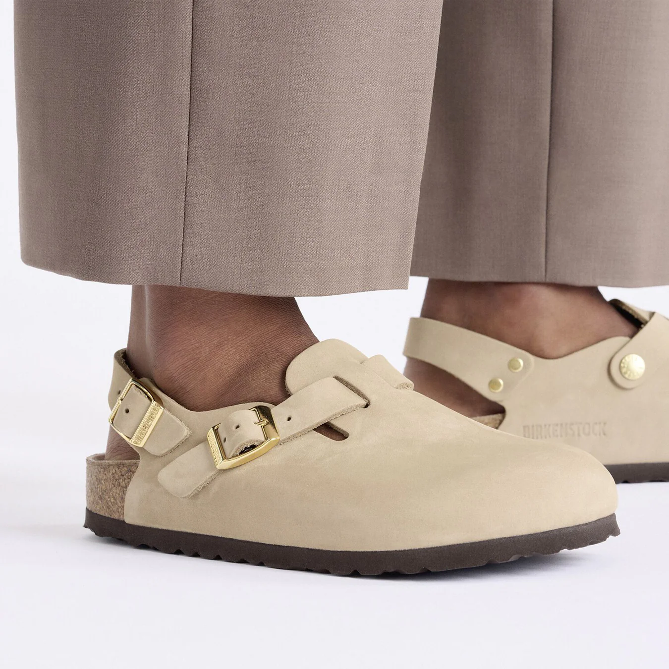 Birkenstock Womens Tokio II Nubuck Leather Narrow Fit Sandcastle - Image 5