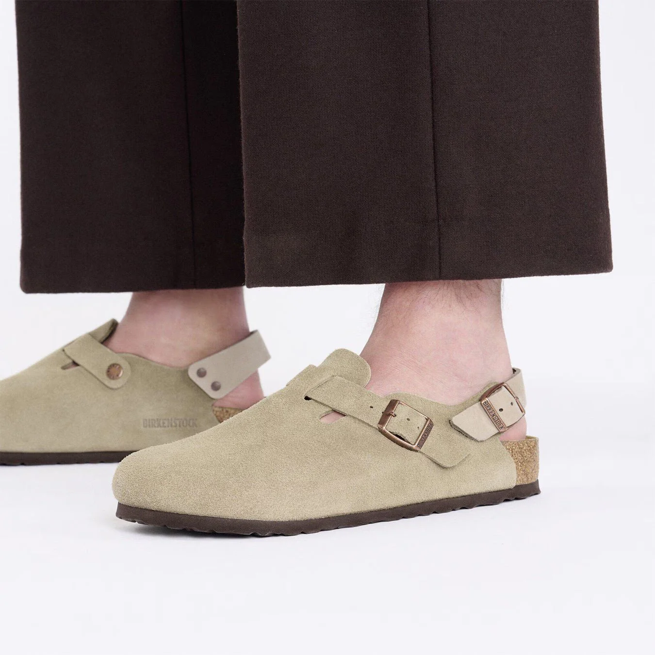 Birkenstock Womens Tokio Suede Leather Clog Narrow Fit Taupe - Image 5