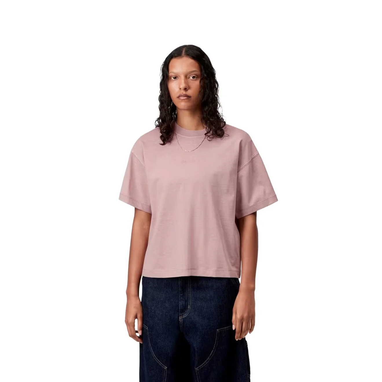 Carhartt WIP Womens S/S Benton T-Shirt Glassy Pink Garment Dyed - Image 3