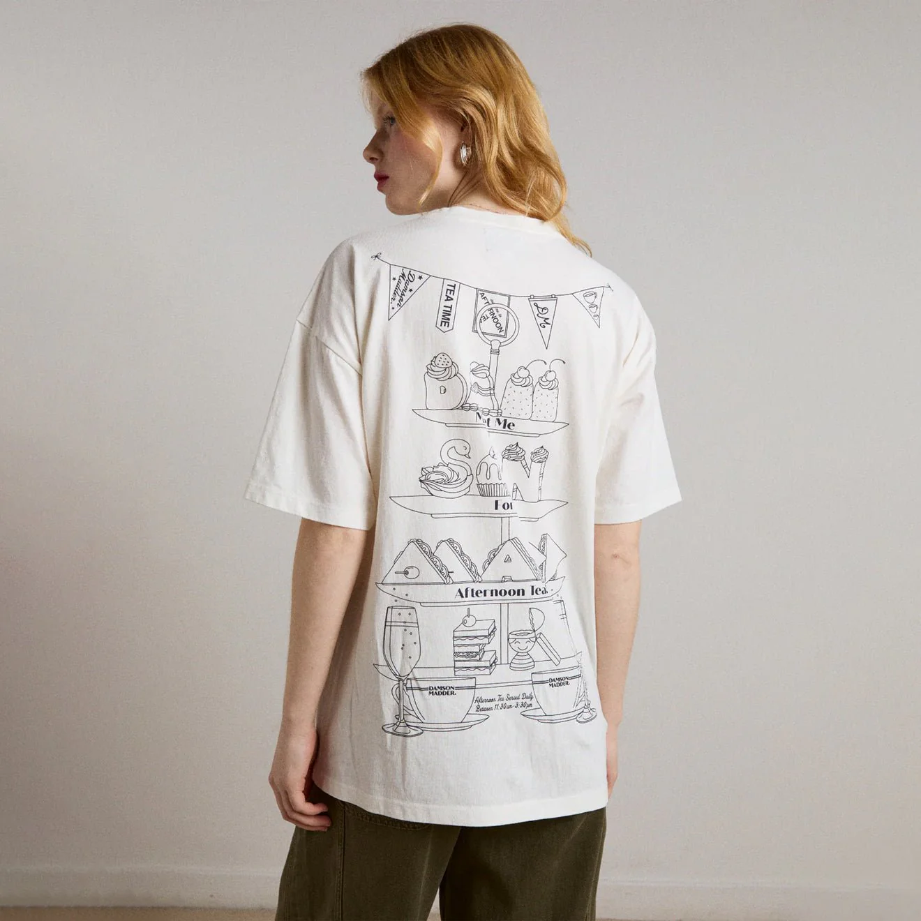 Damson Madder Afternoon Tea Boyfriend Tee White - Image 6