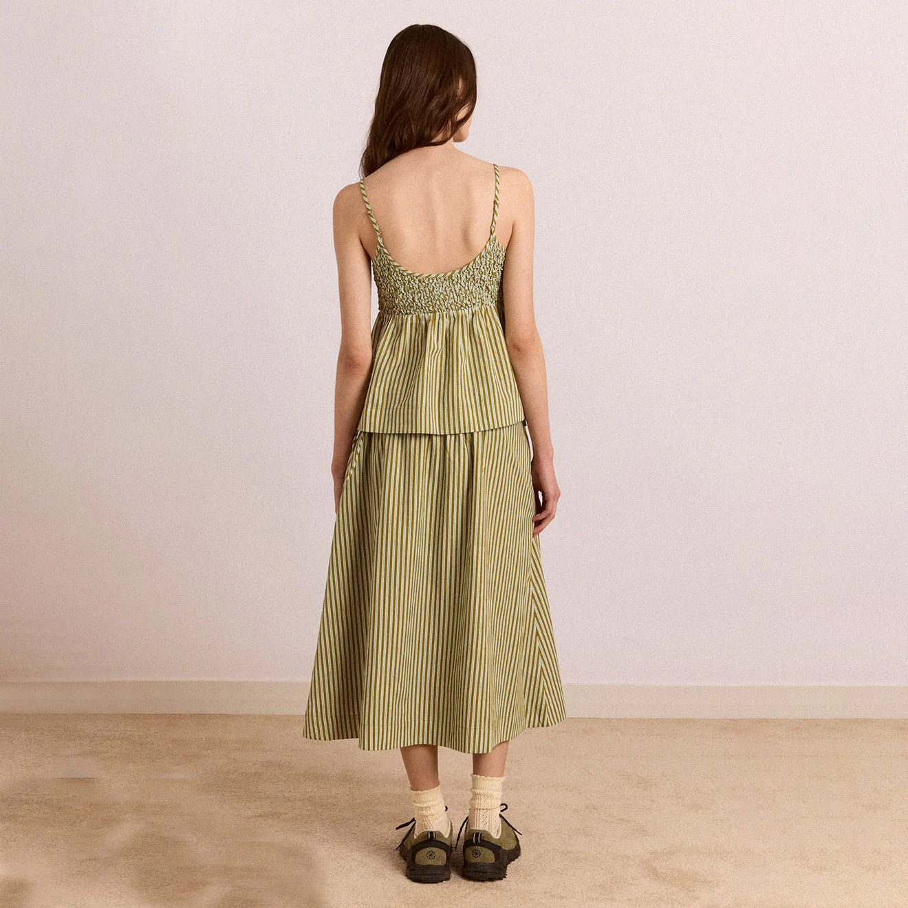 Damson Madder Caspia Volume Midi Skirt Basil - Image 8