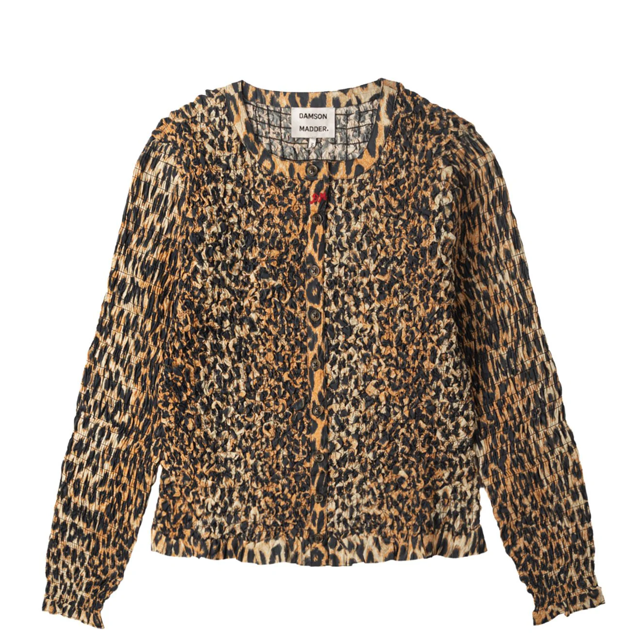 Damson Madder Elliana Smocked Cardi Leopard