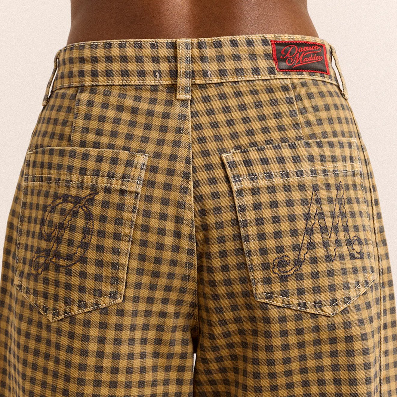 Damson Madder Felix Jeans Quince Gingham Navy - Image 8