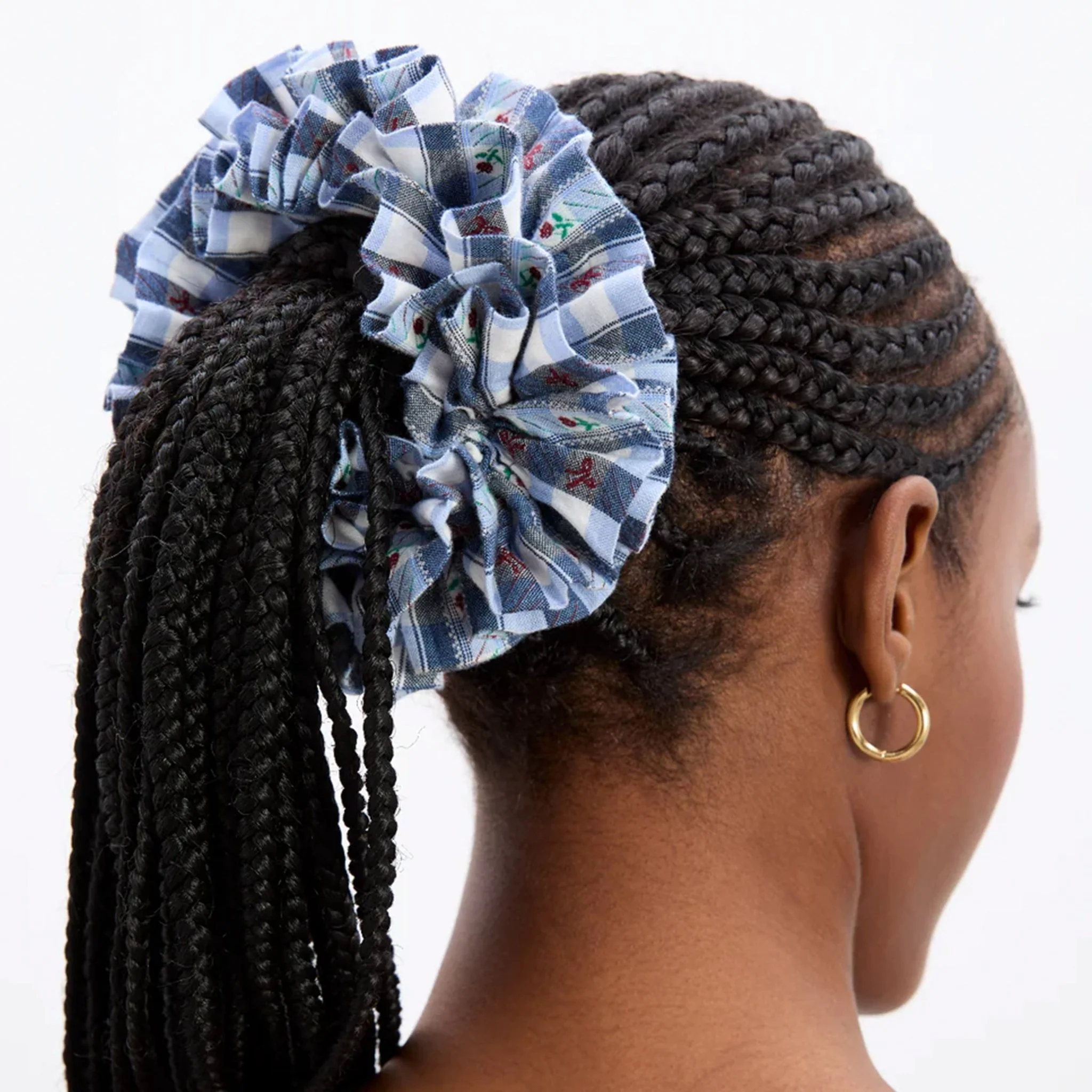Damson Madder Garter Scrunchie Navy Margot Gingham - Image 3