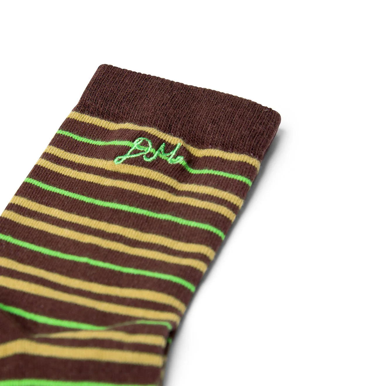 Damson Madder Multi Stripe Socks-Choc / Lime Multi - Image 2