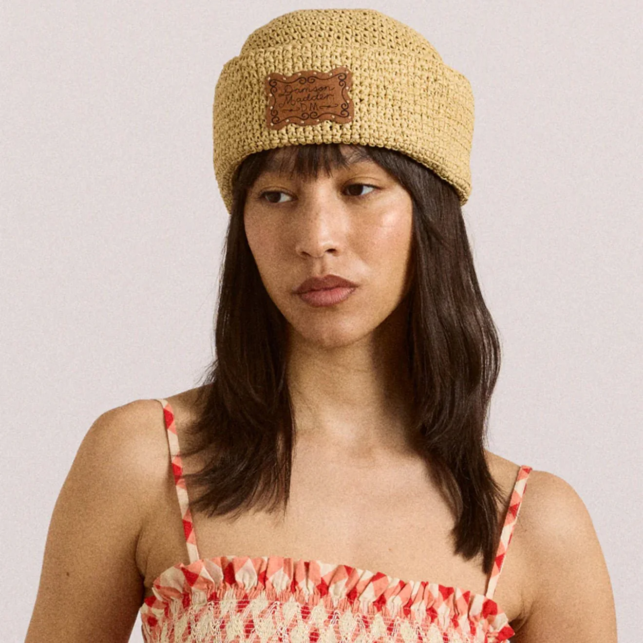 Damson Madder Raffia Sailor Hat Natural - Image 2