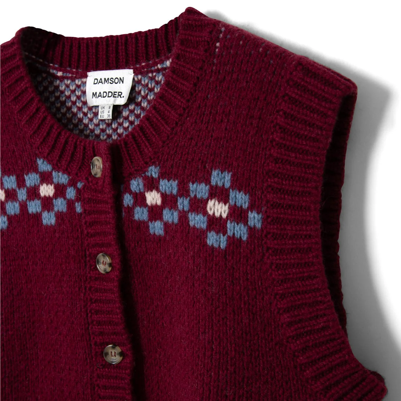 Damson Madder Sofie Wool Vest Novelty Intarsia - Image 3