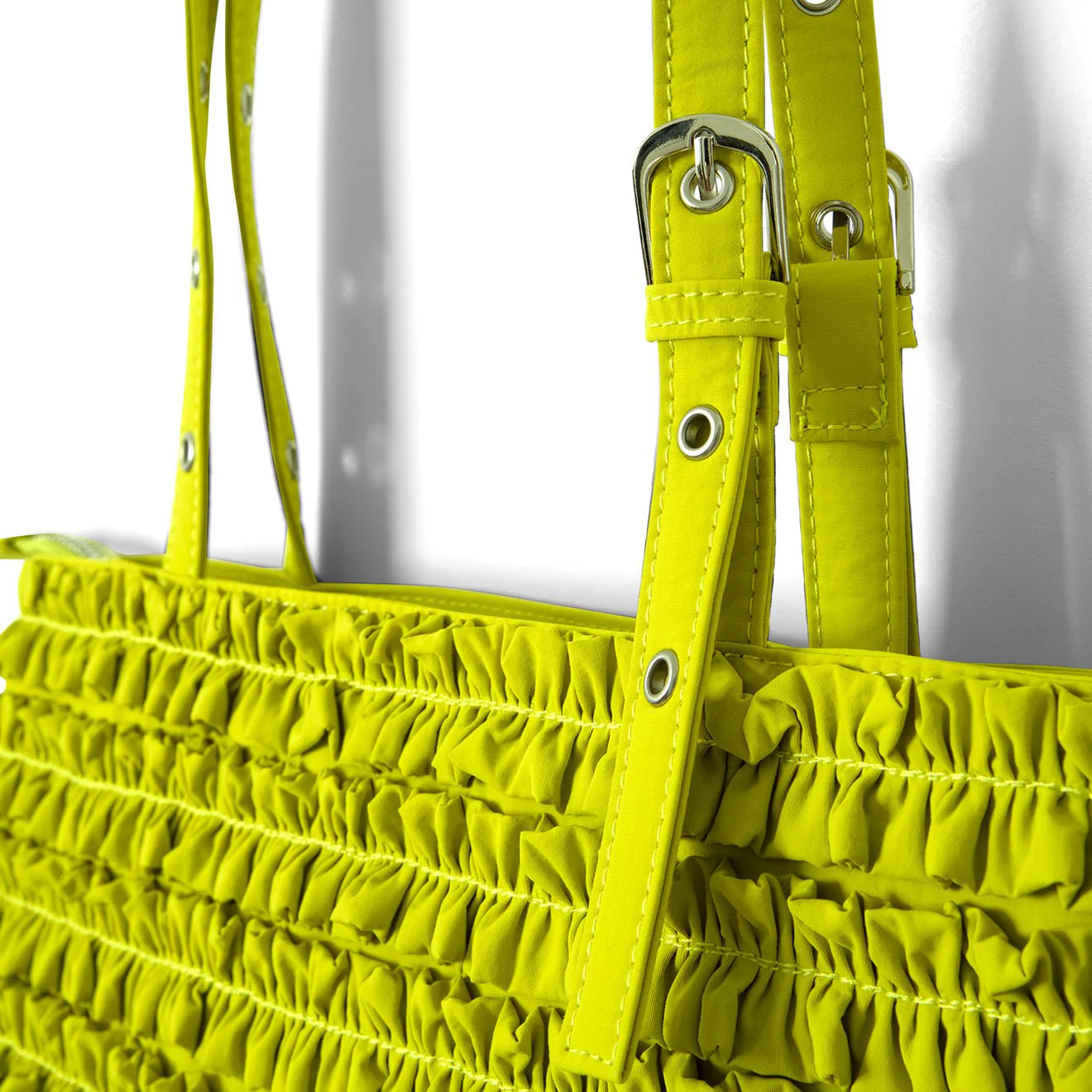 Damson Madder Sophia Ruffle Bag Chartreuse - Image 4