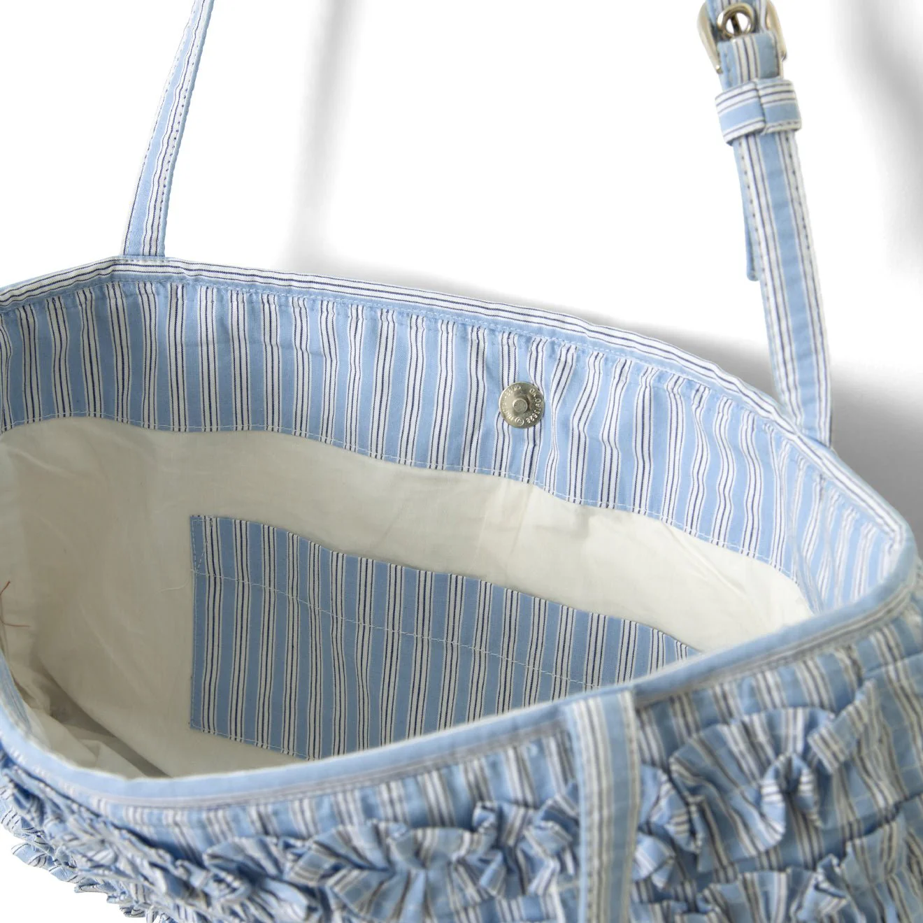 Damson Madder Sophia Ruffle Baguette Bag Blue Business Stripe - Image 6