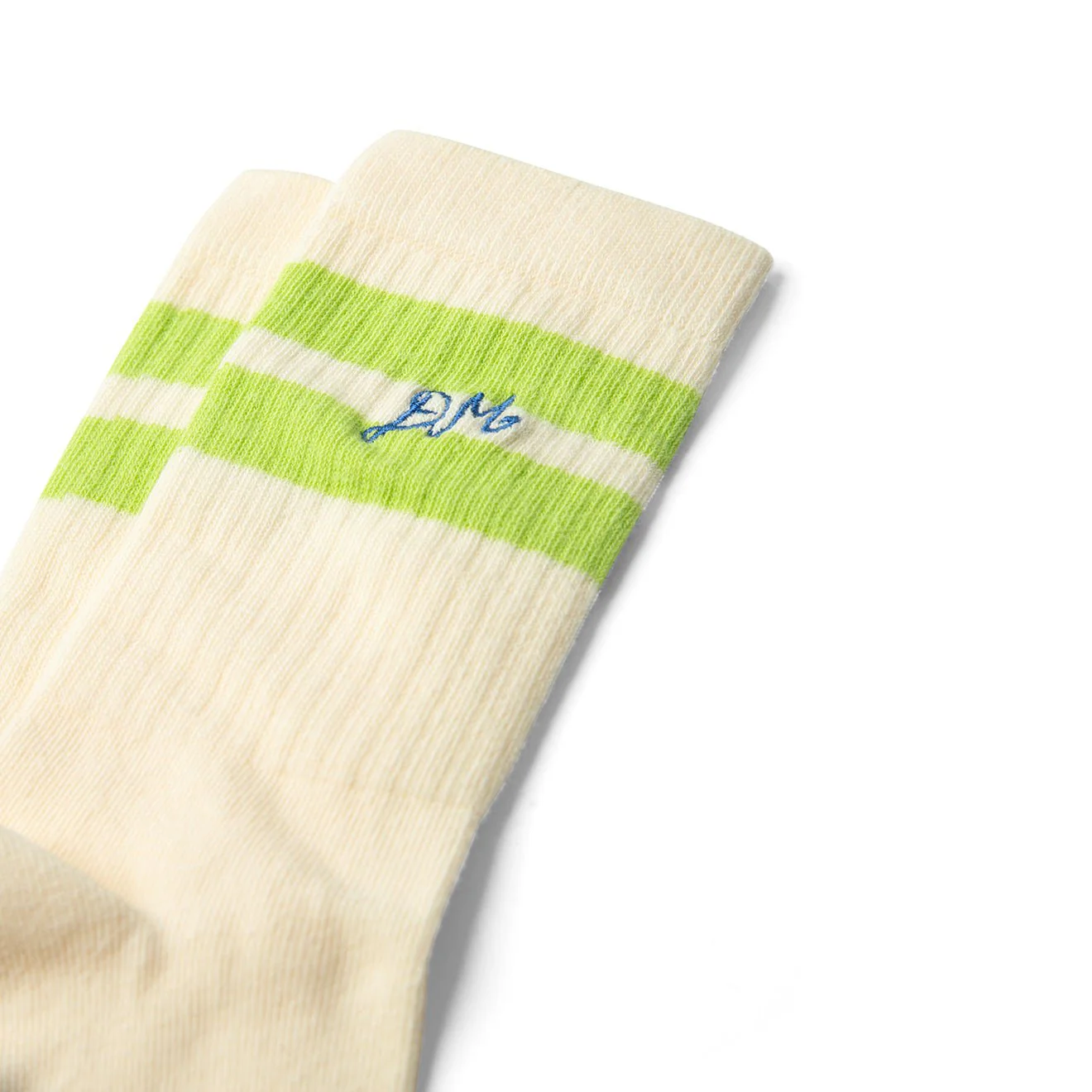 Damson Madder Sporty Calf Length Socks Creme / Chartruse Cream - Image 2