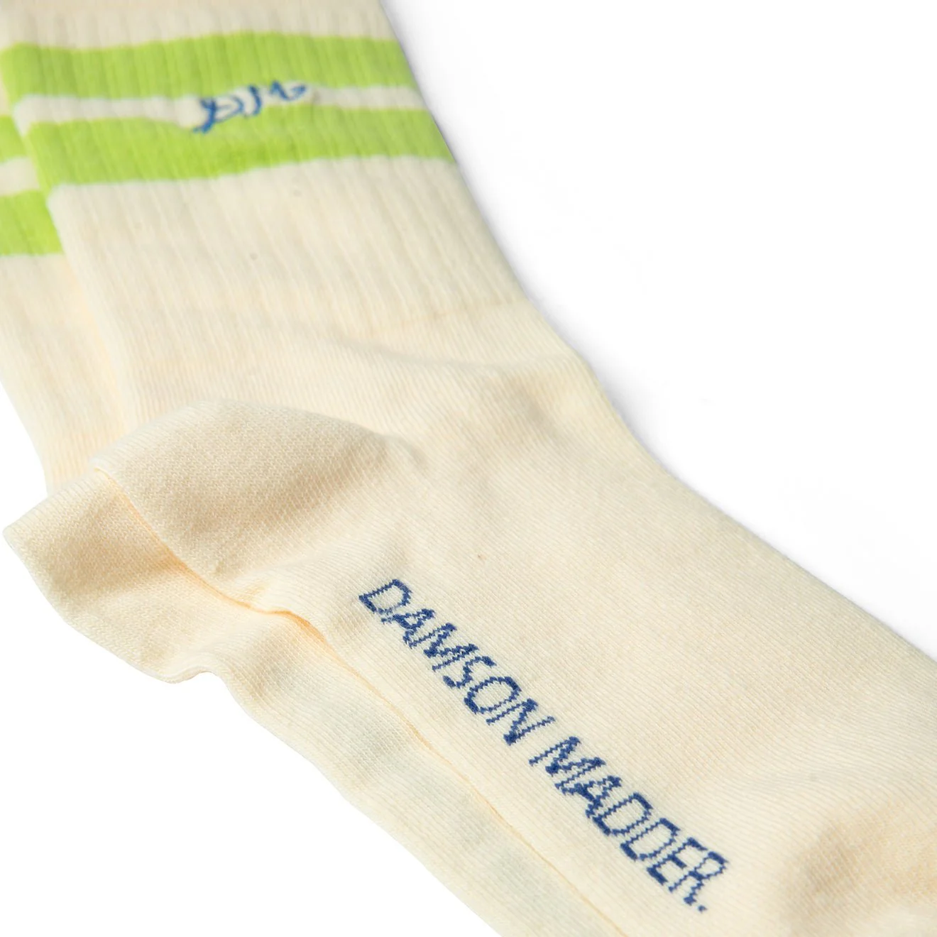 Damson Madder Sporty Calf Length Socks Creme / Chartruse Cream - Image 3