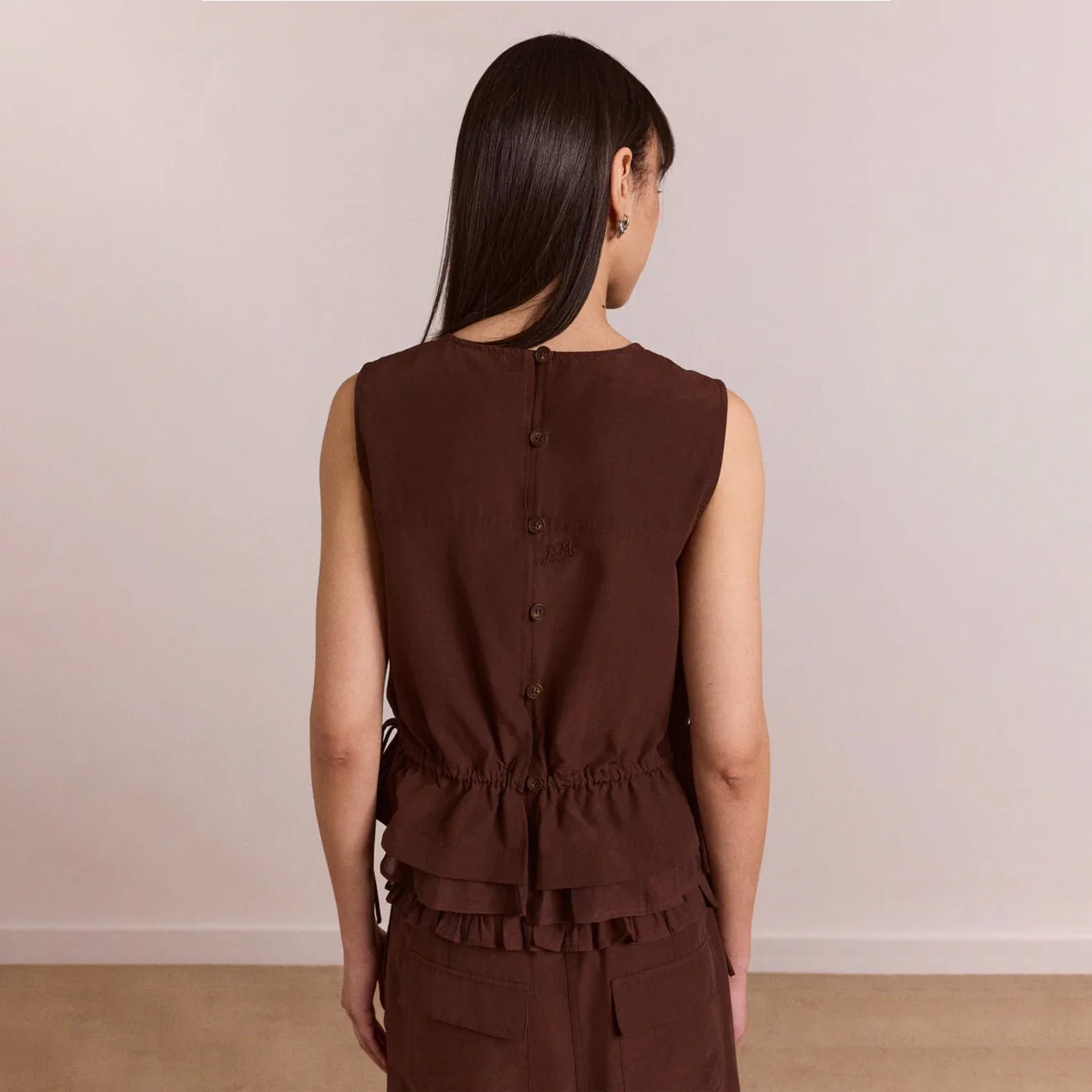 Damson Madder Womens Ailani Sheer Panel Blouse Choc - Image 7
