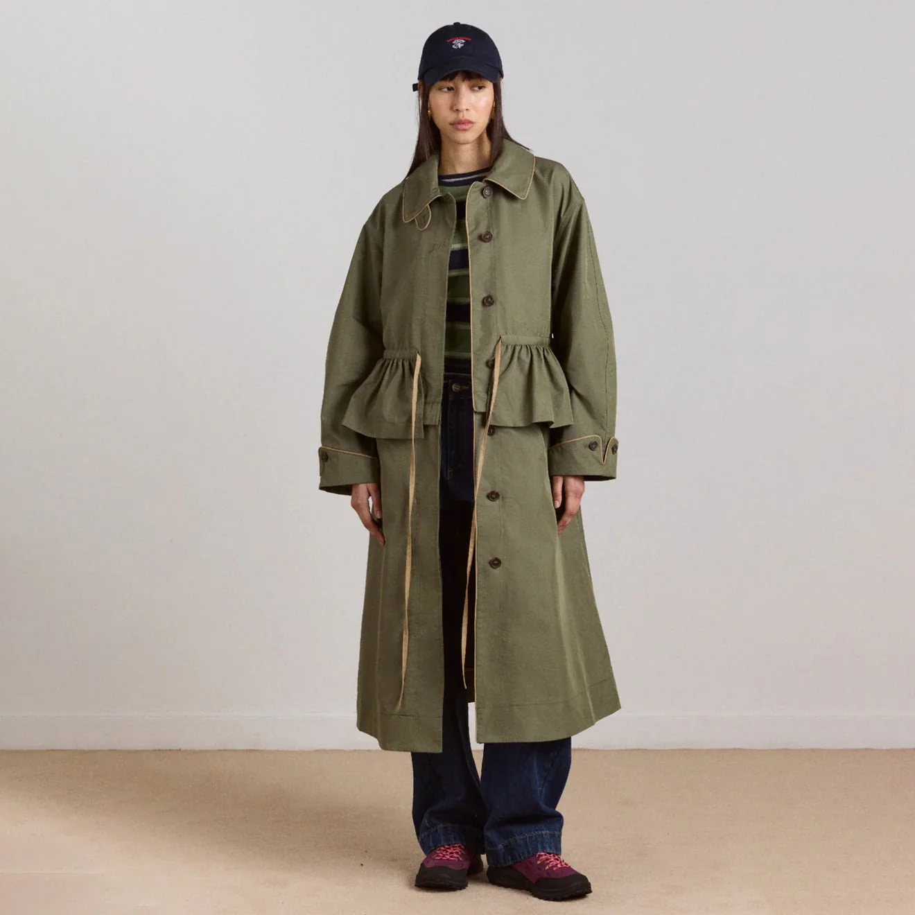 Damson Madder Womens Multi-Wear Myrtle Trench Khaki - Image 7