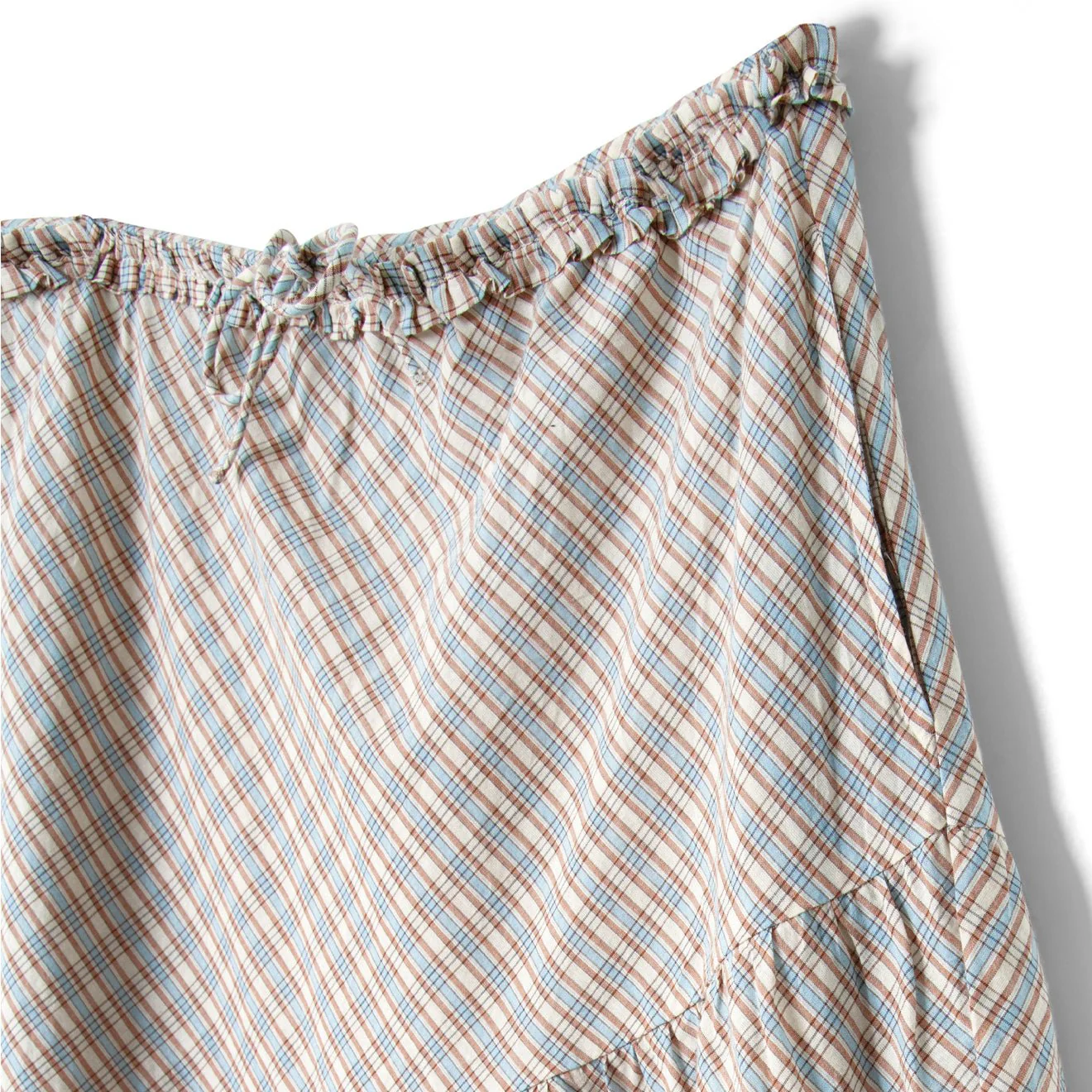 Damson Madder Womens Sigourney Ruffle Spiral Skirt Ginger Check - Image 3