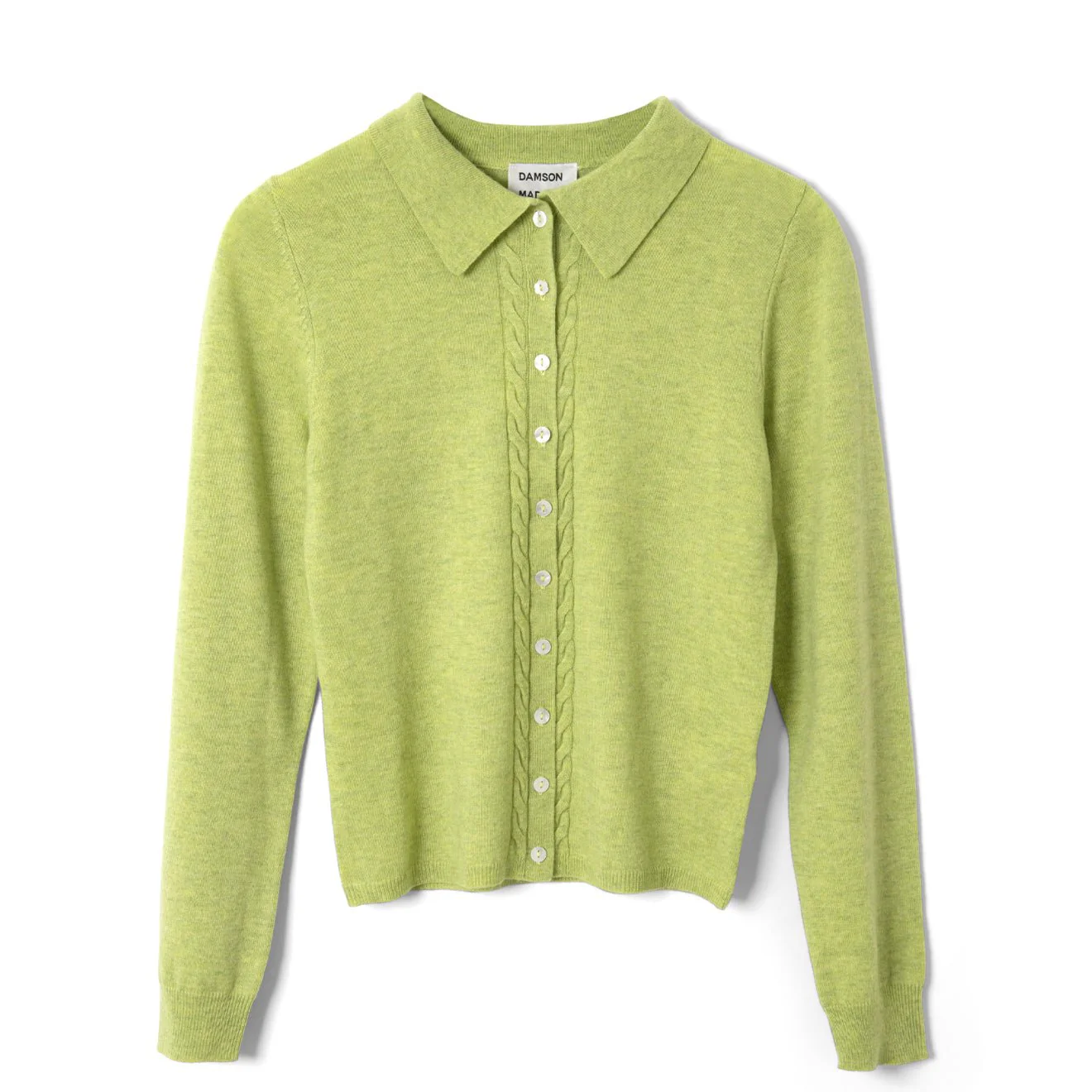 Damson Madder Womens Voula Wool And Cashmere Blend Cardigan Lime
