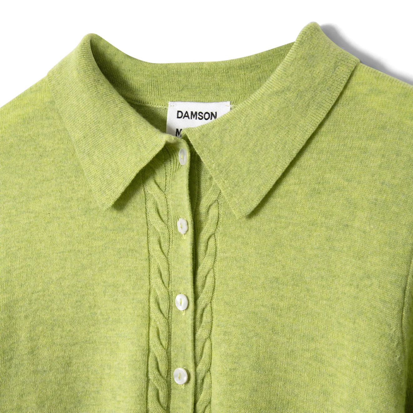 Damson Madder Womens Voula Wool And Cashmere Blend Cardigan Lime - Image 3