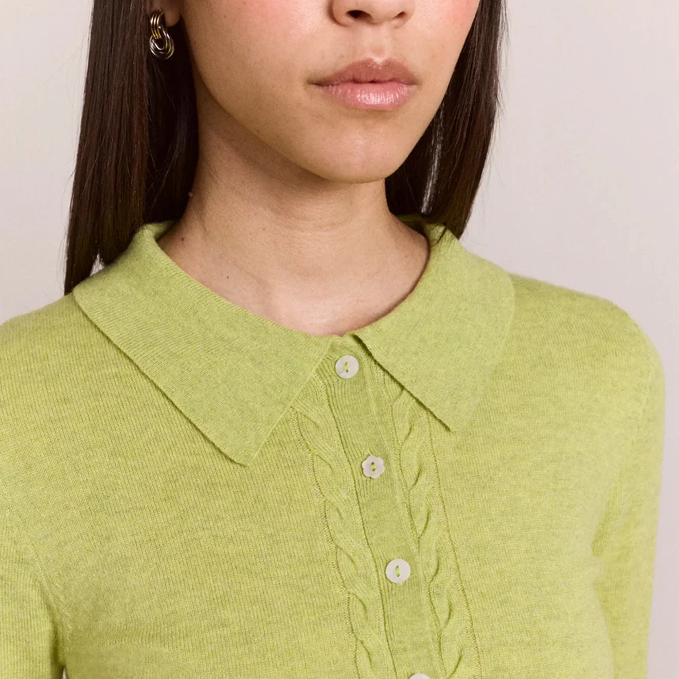Damson Madder Womens Voula Wool And Cashmere Blend Cardigan Lime - Image 7