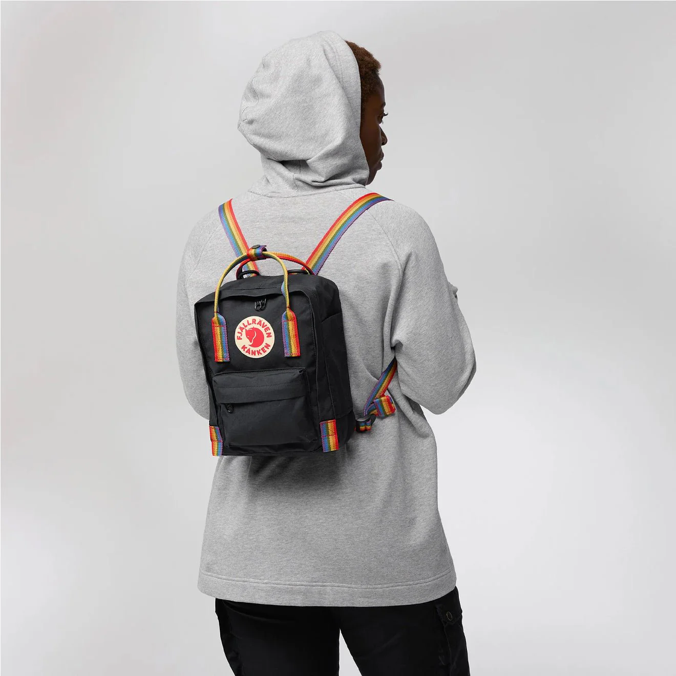Fjallraven Kanken Rainbow Mini Chalk Rose-Rainbow Pattern - Image 4