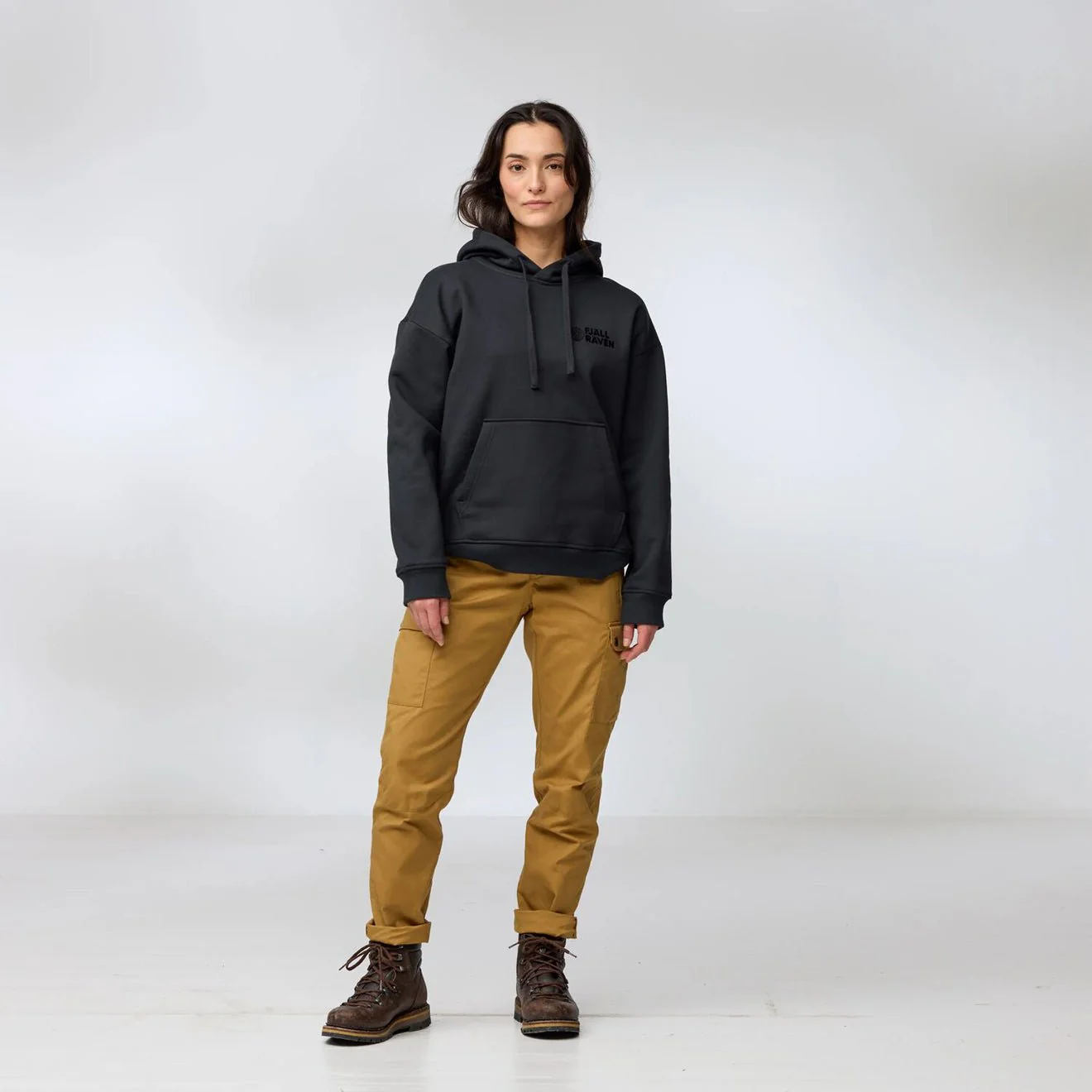 Fjallraven Womens Classic Hoodie Suede Brown - Image 3
