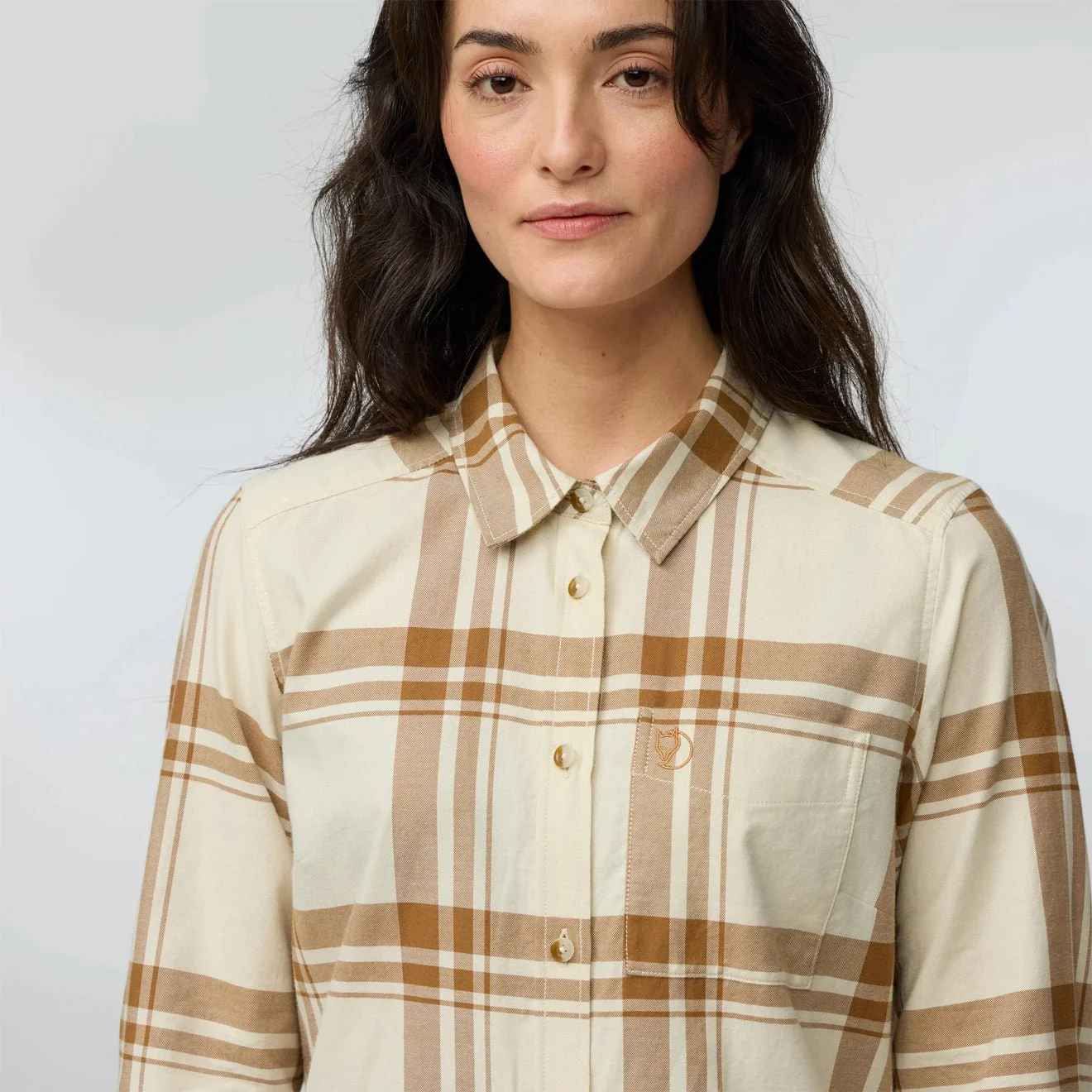 Fjallraven Womens Ovik Lite Flannel Shirt Chalk White / Fossil - Image 5