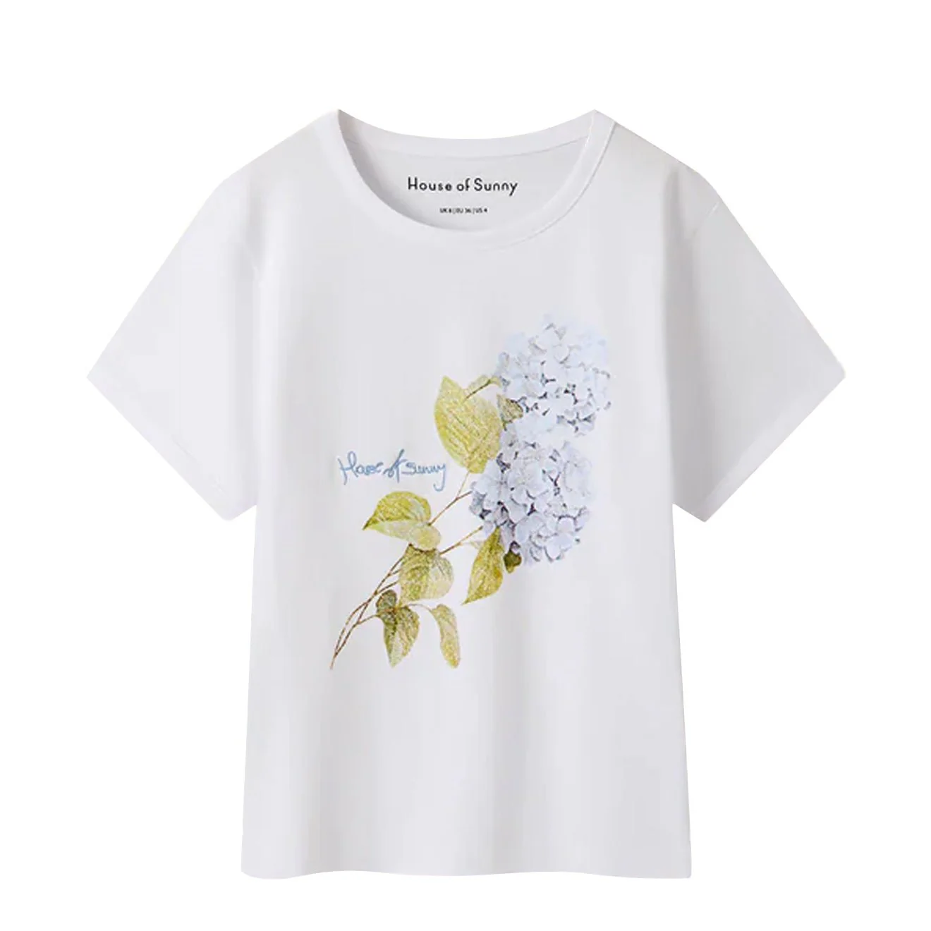 House of Sunny Hydrangea Baby Tee White