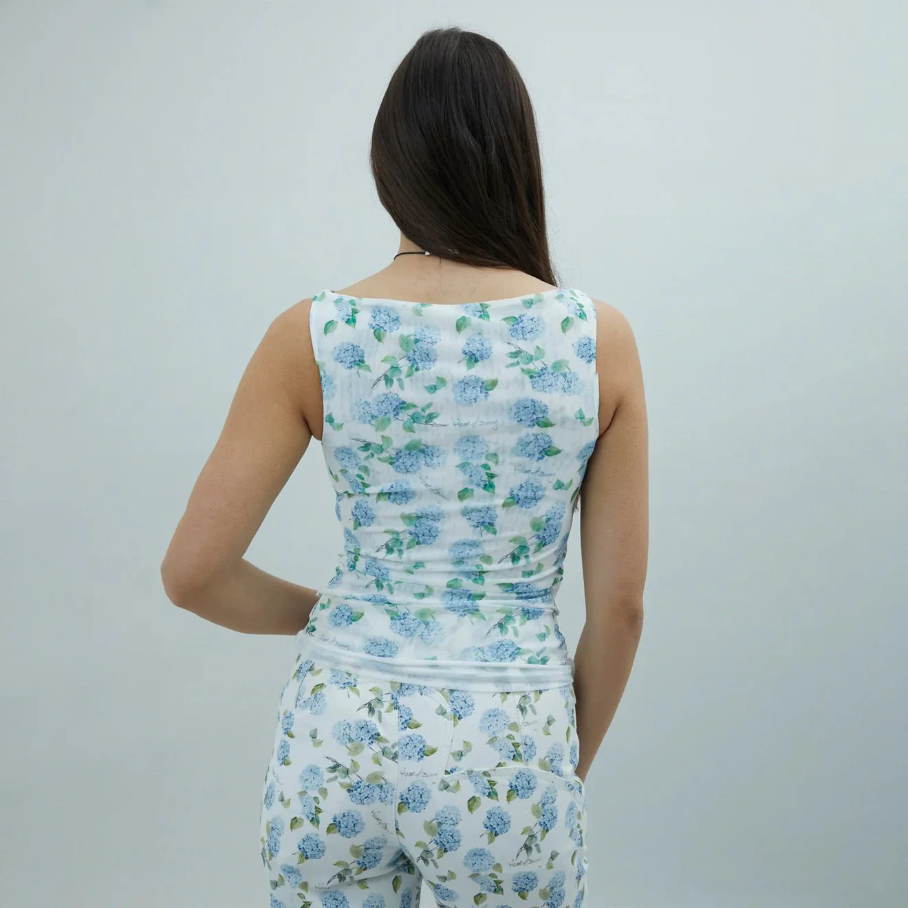 House of Sunny Hydrangea Double Layer Mesh Top Soft Blue - Image 3
