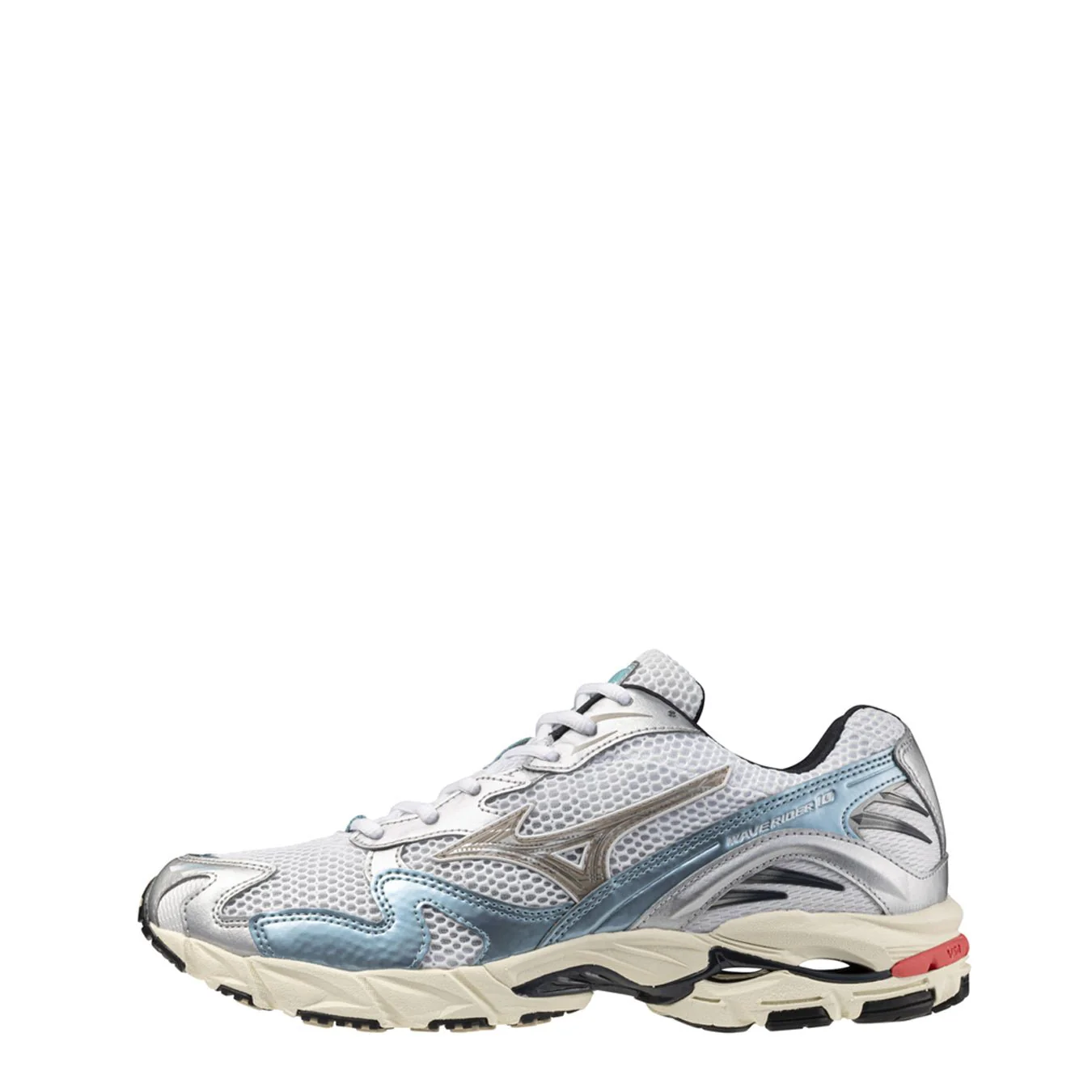 Mizuno Womens Wave Rider 10 Sport Trainer White / Vintage Khaki / Reef Waters - Image 5