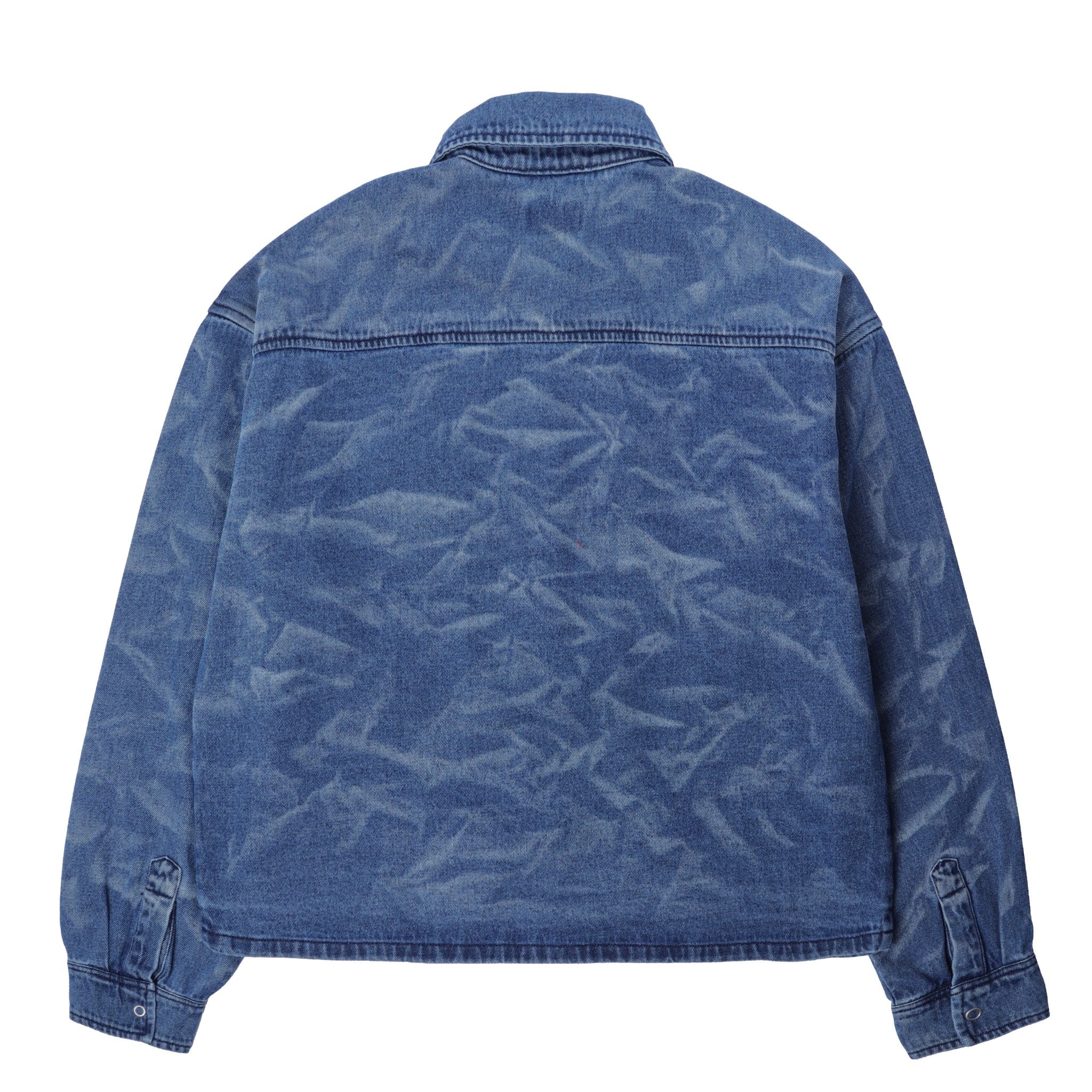 Obey Womens Trinity Wrinkle Denim Shirt Medium Stonewash Indigo Wrinkle - Image 2