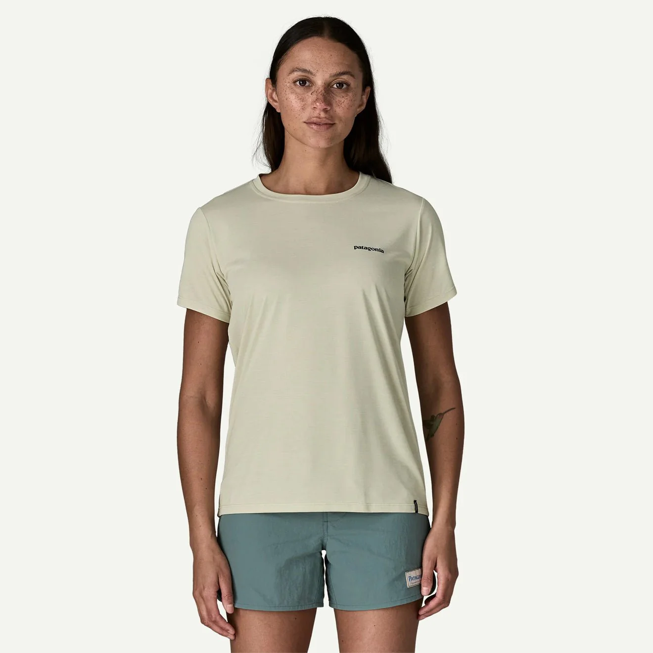 Patagonia Womens Cap Cool Daily Shirt Boardshort Logo Dyno White - Image 3