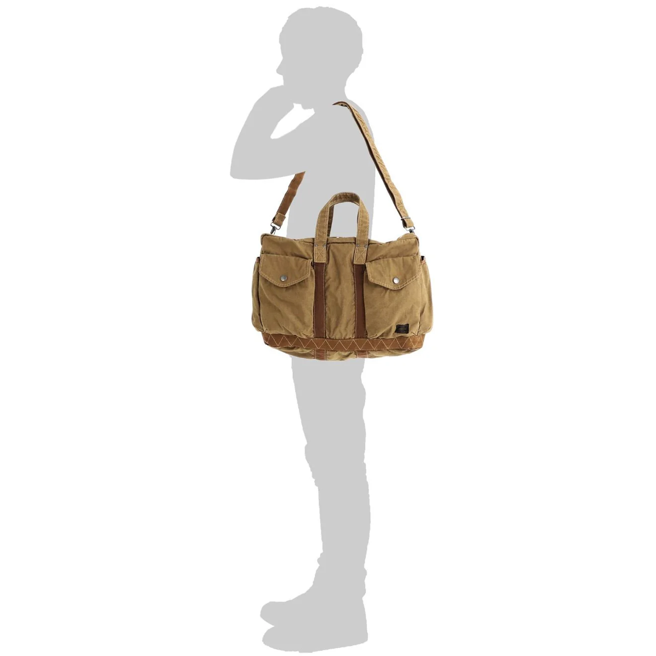 Porter-Yoshida and Co Crag 2 Way Boston Bag S Khaki - Image 6