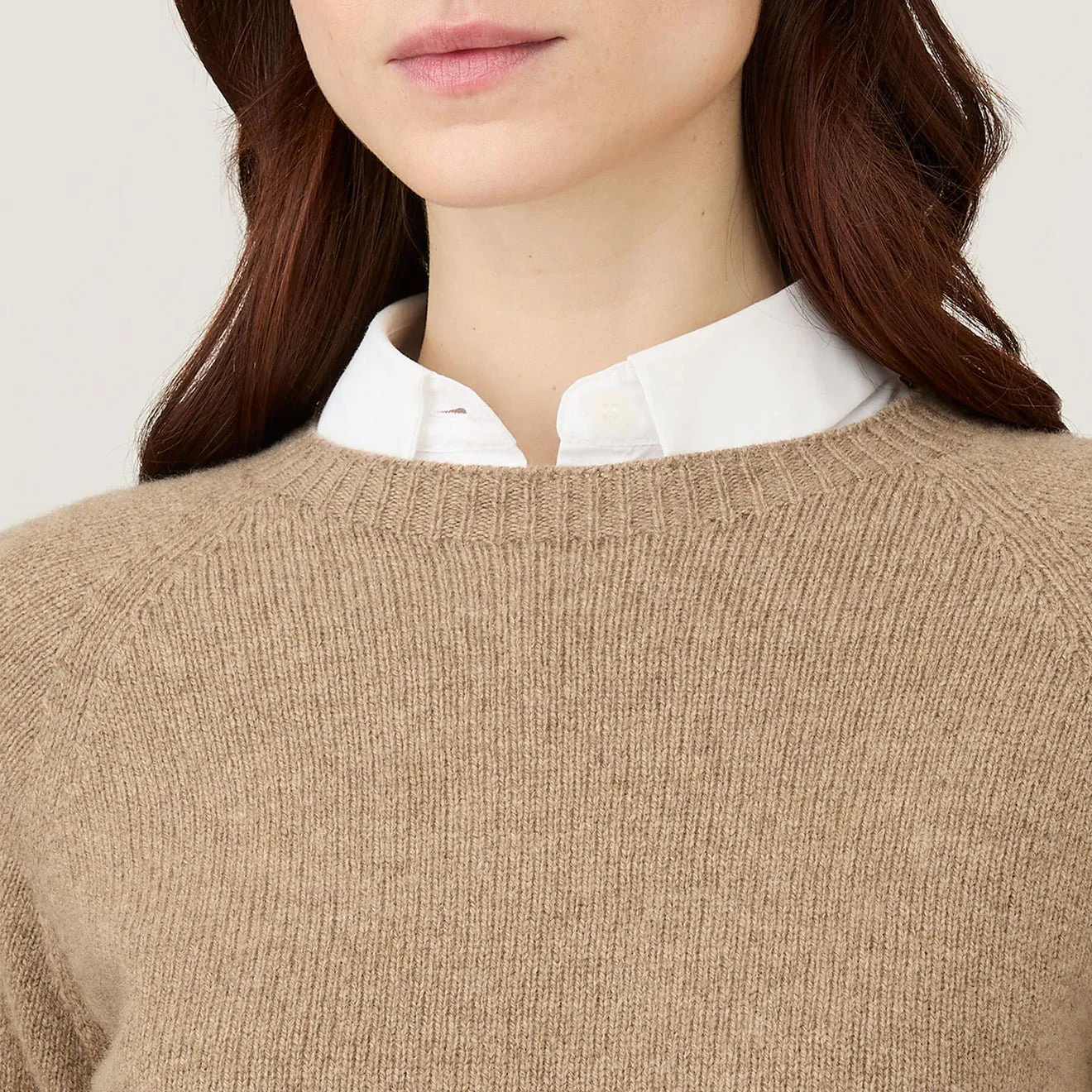 Sunspel Womens Lambswool Crew Mink - Image 5