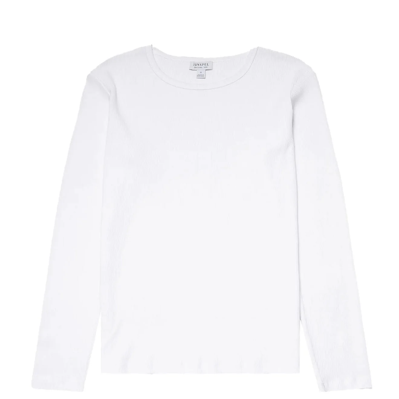 Sunspel Womens Ribbed Long Sleeve T-Shirt White