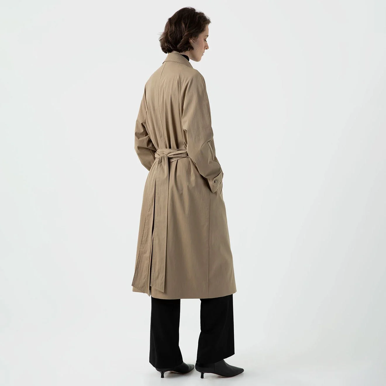 Sunspel Womens Trench Coat Dark Stone - Image 4