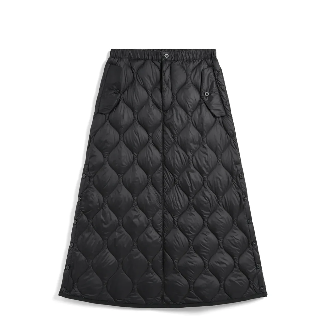 Taion Womens Military Snap Button Down Skirt Soft Shell Black