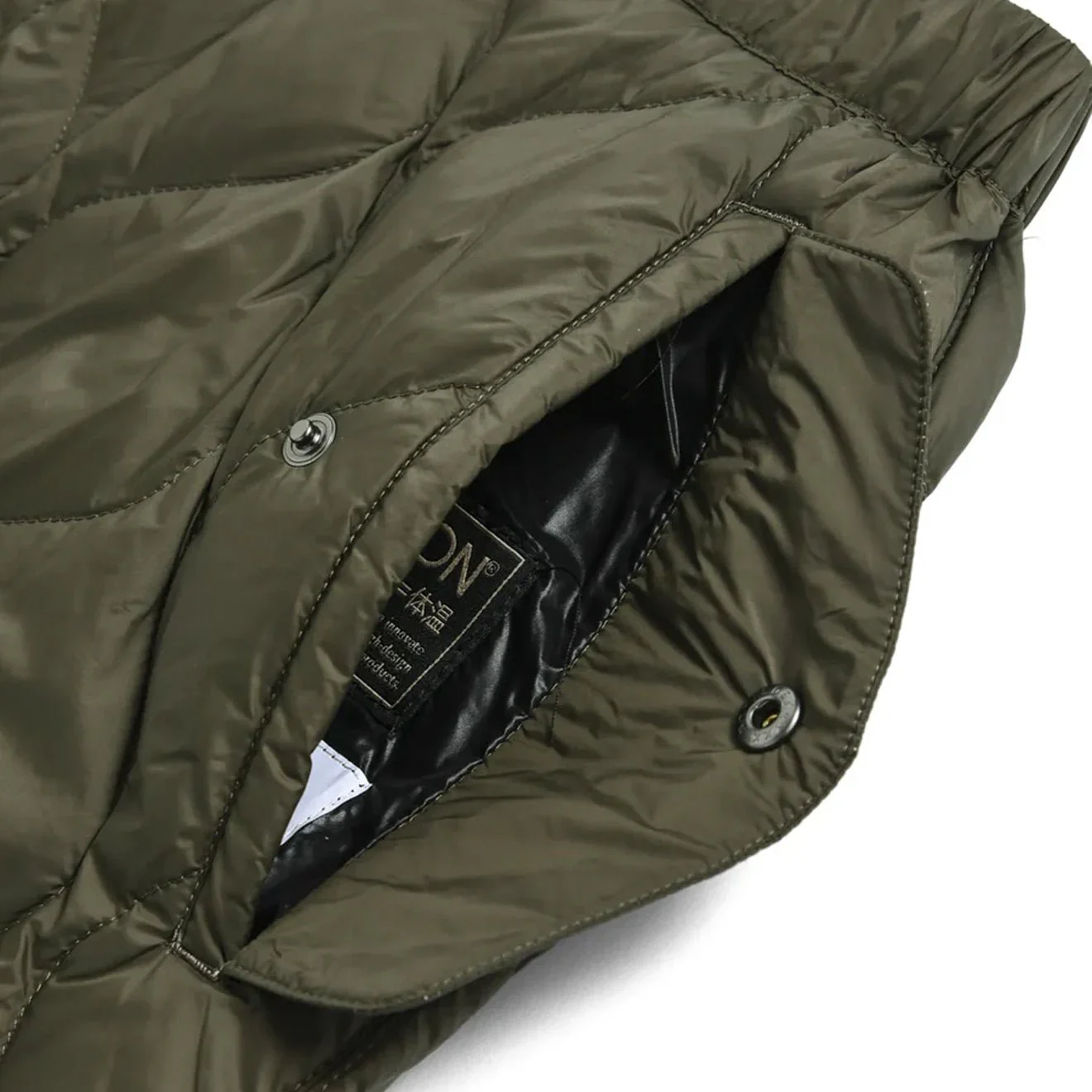 Taion Womens Military Snap Button Down Skirt Soft Shell Dark Olive - Image 3